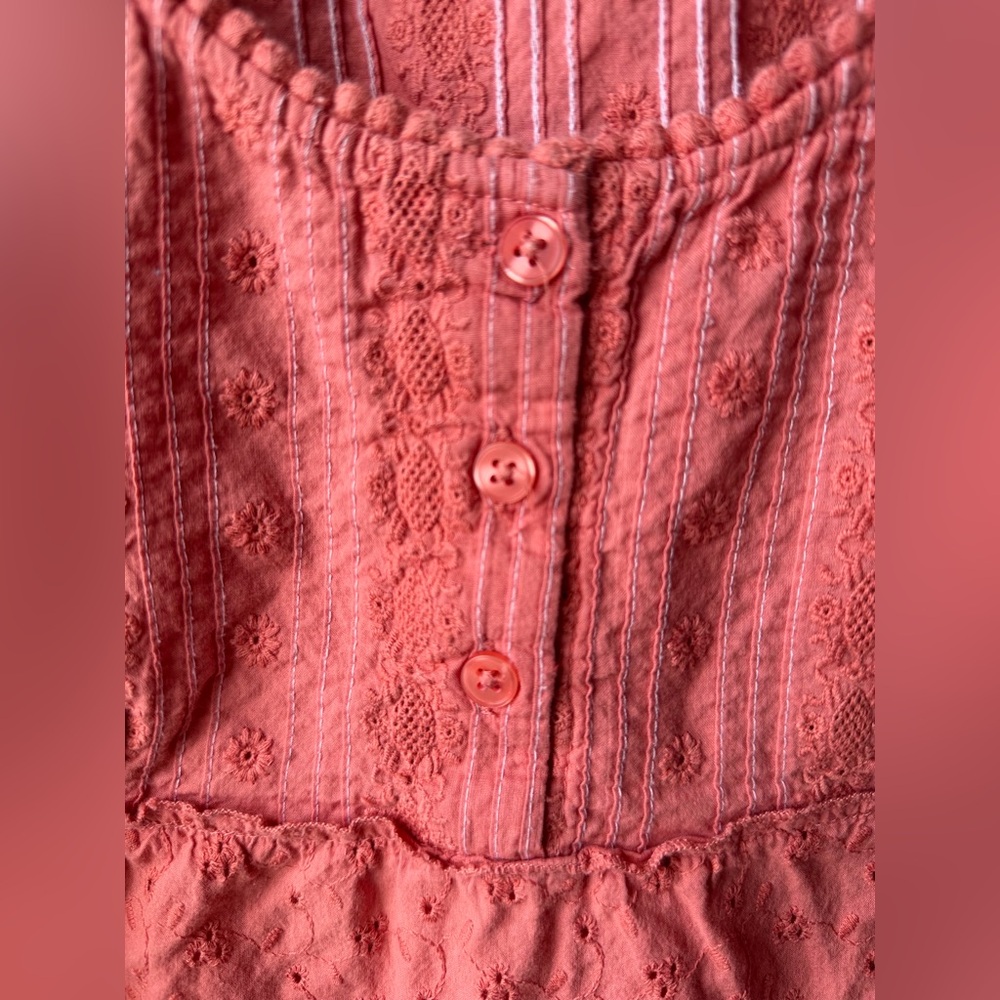 PrAna Coral Eyelet Sleeveless Tank Top Boho Tiered Cotton Women’s Small - Picture 2 of 6